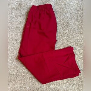 Healing Hands Red Drawstring Flare Women’s Scrub Pants, Small Petite